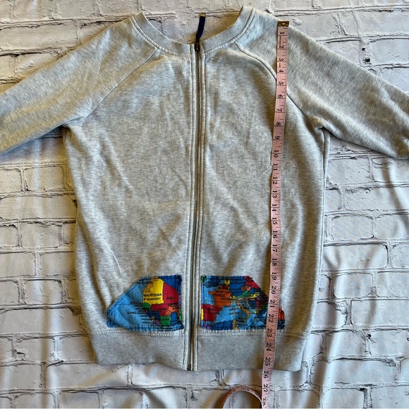 Superdry Full Zip Sweatshirt Medium Gray World Map Womens Unisex Globe Travel - Picture 7 of 15